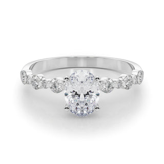 Ladies Sidestone Oval Engagement Ring 51155