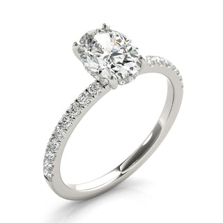 1.68 Ct tw Oval Lab Diamond with Hidden Halo & Petite Diamond Shank