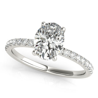 1.68 Ct tw Oval Lab Diamond with Hidden Halo & Petite Diamond Shank