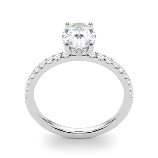 1.68 Ct tw Oval Lab Diamond with Hidden Halo & Petite Diamond Shank