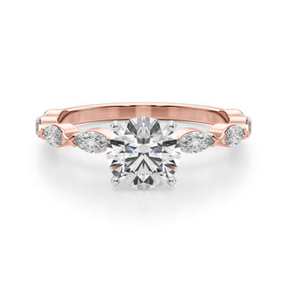 Ladies Solitaire With Marquise Sidestones Engagement Ring 51216