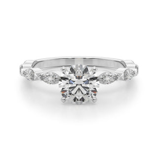 Ladies Solitaire With Marquise Sidestones Engagement Ring 51216