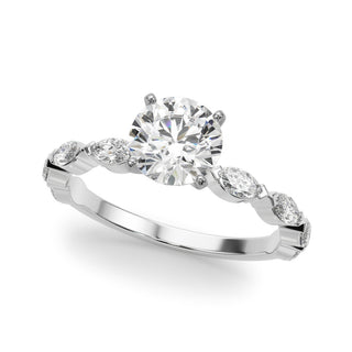 Ladies Solitaire With Marquise Sidestones Engagement Ring 51216