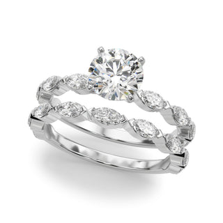 Ladies Solitaire With Marquise Sidestones Engagement Ring 51216