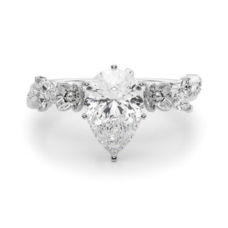 Ladies Sidestone Pear Engagement Ring 51239