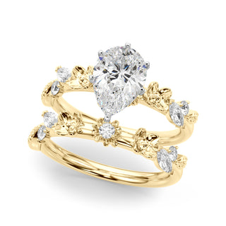 Ladies Sidestone Pear Engagement Ring 51239