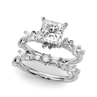 Ladies Sidestone Princess Engagement Ring 51239