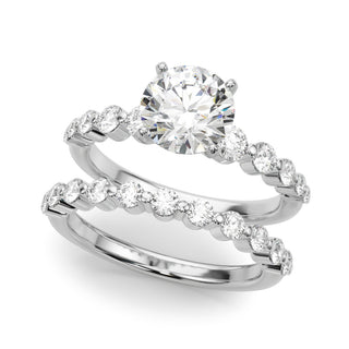 Ladies Round Sidestone Engagement Ring 51247