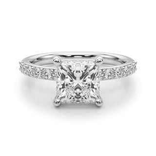 Ladies Princess Cut Side Stones Engagement Ring 51278