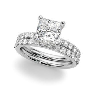 Ladies Princess Cut Side Stones Engagement Ring 51278