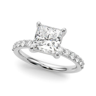 Ladies Princess Cut Side Stones Engagement Ring 51278