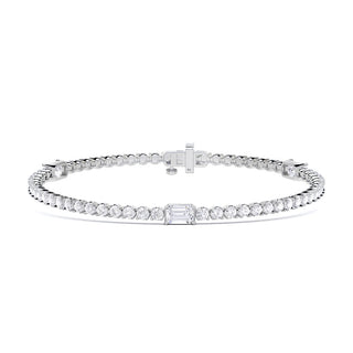 Classic round & emerald cut Lab Grown Diamond Station Bracelet