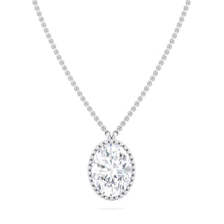 Milgrain Bezel Oval Lab Grown Diamond Pendant