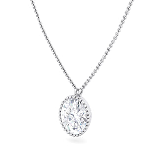 Milgrain Bezel Oval Lab Grown Diamond Pendant