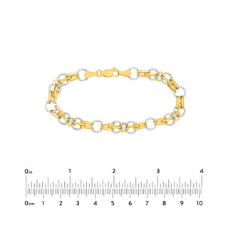 Two Tone Mixed Round Oval Link Bracelet