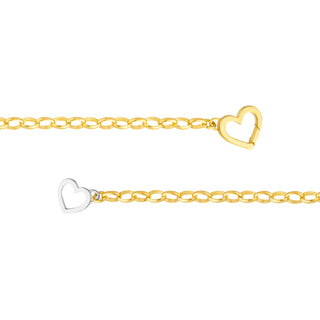 Two Tone Push Lock Heart Pendant Necklace