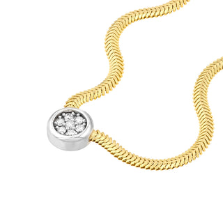 Two Tone Diamond Pendant Snake Necklace