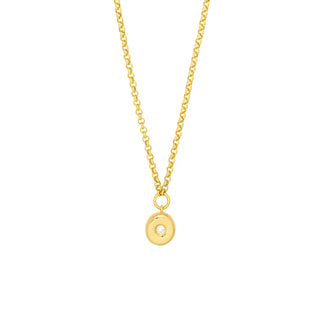 Diamond Puff Charm Rolo Necklace