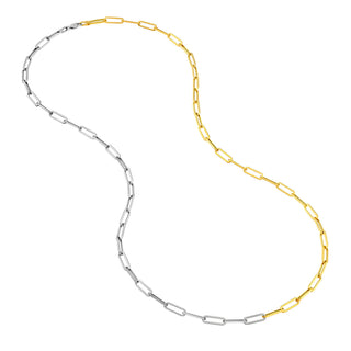 Two Tone Hollow 50/50 Paperclip Necklace