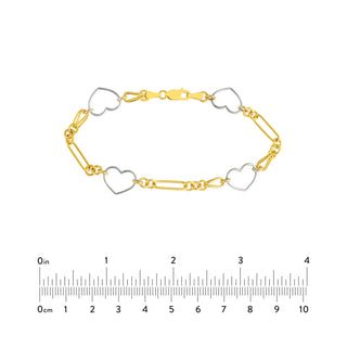 Two Tone Heart and Link Station Bracelet