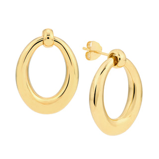 Graduated Oval Hoop Stud Earrings