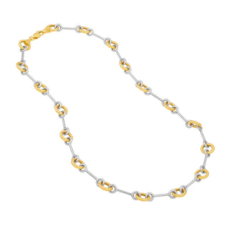 Two-Tone Alternating Textured Link Necklace