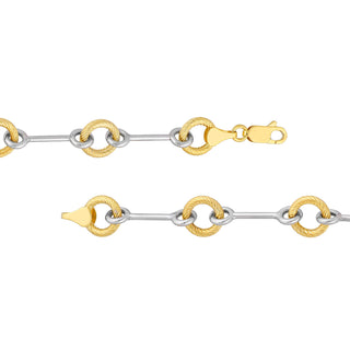 Two-Tone Alternating Textured Link Necklace