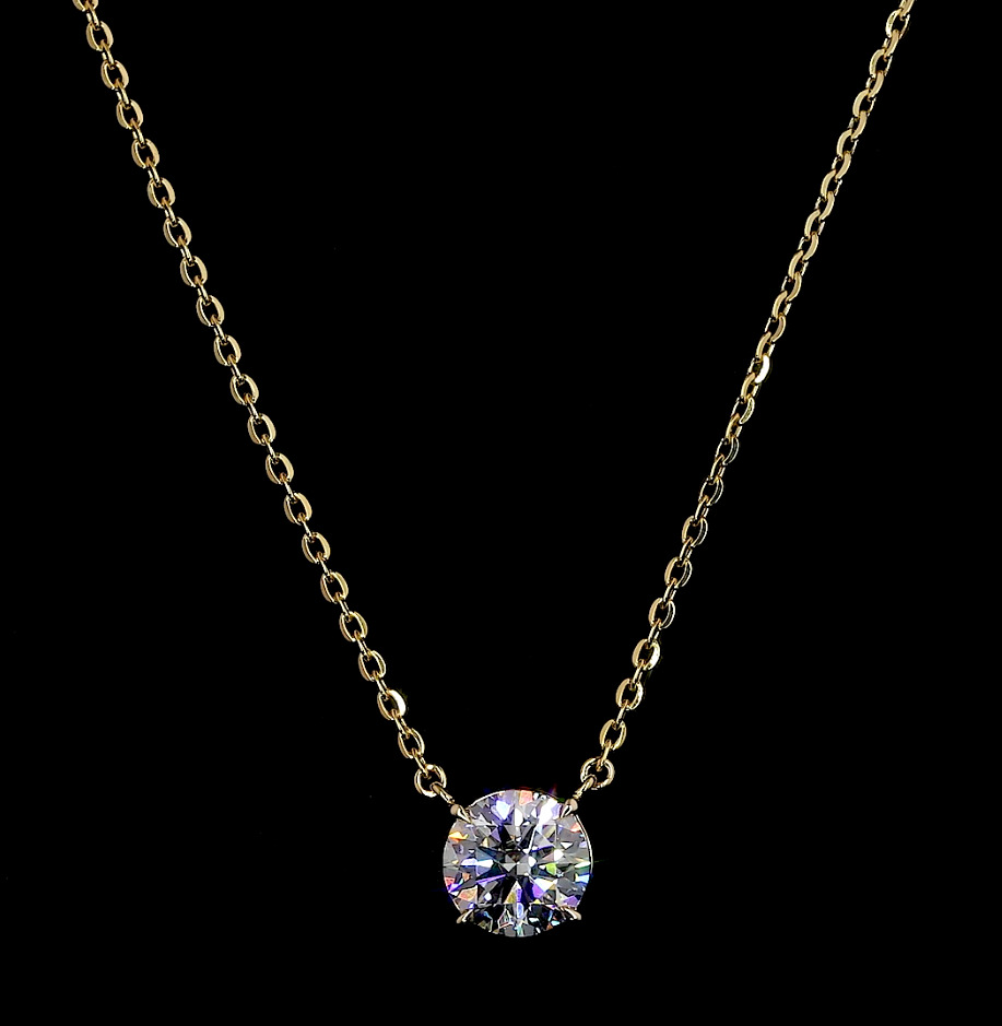 3/4 Lab Round Brilliant Floating Diamond Pendant on a 16