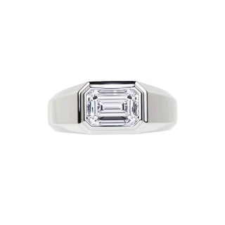 Rectangular Frame 14K White Gold 2.00 Carat Emerald Cut Lab Grown Diamond Ring