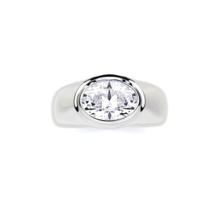 Oval Frame 14K White Gold 2.00 Carat Oval Cut Lab Grown Diamond Ring