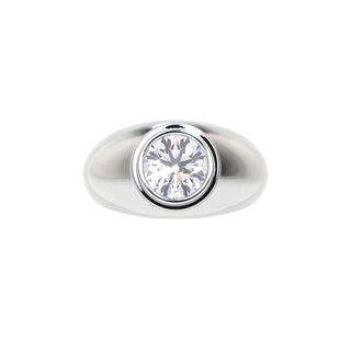 Domed 14K White Gold 2.00 Carat Round Cut Lab Grown Diamond Ring