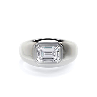 Domed 14K White Gold 2.00 Carat Rectangular Cut Lab Grown Diamond Ring