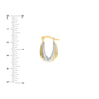 Two-Tone Draped Oval Hoop Earrings