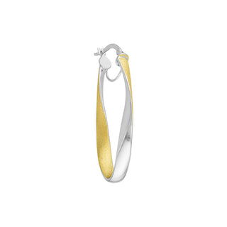 Two-Tone Curved Oval Hoop Earrings