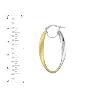 Two-Tone Curved Oval Hoop Earrings