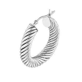 Sterling Silver Twisted Tube Hoop Earrings