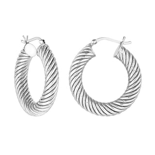 Sterling Silver Twisted Tube Hoop Earrings