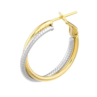 Entwined Hoop Earrings in Two-Tone with Omega Back