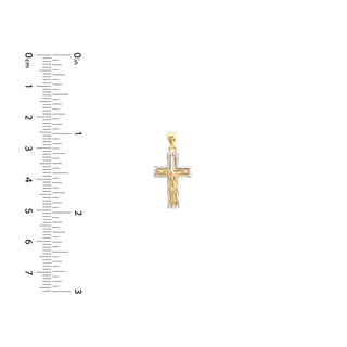 Two-Tone Diamond-Cut Crucifix Pendant