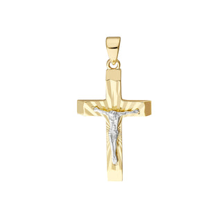 14.7MM D/C YG CROSS w/WG JESUS CRUSIFIX