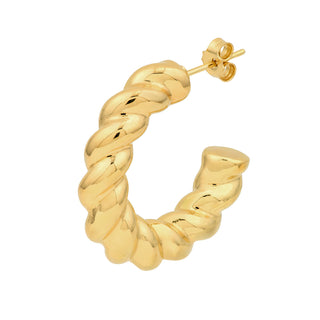 Puff Textured Twist Open Hoop Earrings