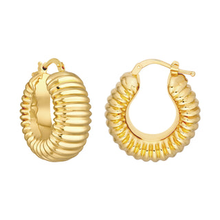 Puff Ribbed Hoop Earrings