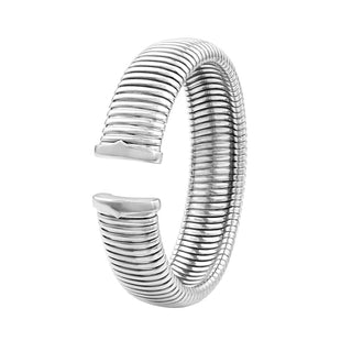 Sterling Silver Ribbed Oval Bangle Bracelet