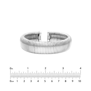 Sterling Silver Ribbed Oval Bangle Bracelet