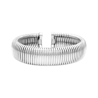 Sterling Silver Ribbed Oval Bangle Bracelet