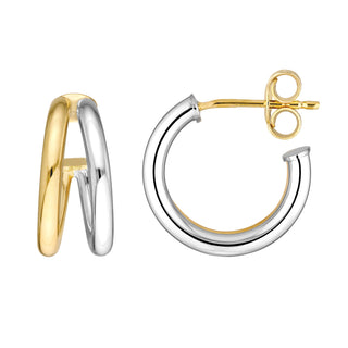 Two-Tone 10mm Double Open Hoop Earrings