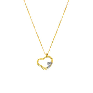 Two-Tone Angel on Open Heart Pendant Necklace