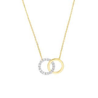 Intertwined Two-Toned Diamond Circles Necklace