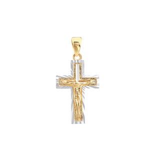 Two-Tone Diamond-Cut Crucifix Pendant